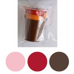 3 Deko Eimer 5,5xx5,7cm aus Metall, rosa,rot,braun 