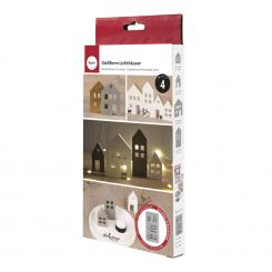 Rayher Silikon Gießform Lichthäuser, 14,5x26x1,7cm, 4 Formen, Box 1Stück 