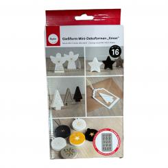 Rayher Silikon Gießform Mini-Dekoformen Xmas, 14,5x26x1cm, 16 Formen 