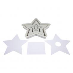 Rayher Silikon Gießform Kerzenständer Stern, 18,5x18,5x2,5cm, inkl. 3x5 Schablonen 