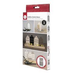 Rayher Silikon Gießform Nordic Häuser, 14,5x26x1,7cm, 3 Formen, Box 1Stück 