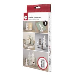 Rayher Silikon Gießform Tannenbäume, 14,5x26x2cm, 4 Formen, Box 1Stück 