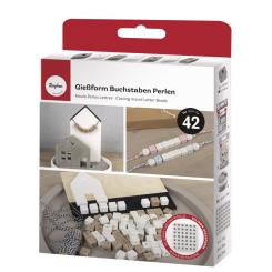 Rayher Silikon Gießform Buchstaben Perlen, inkl. Zahlen, 42 Perlen, 10x10mm 