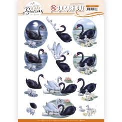 3D-Stanzbogen - Amy Design - Elegant Swans - Schwarzer Schwan 