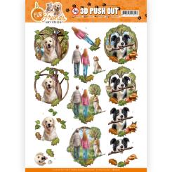 3D-Stanzbogen - Amy Design - Fur Friends - Spazieren gehen mit Hunde 