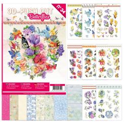 3D Stanzbogen Buch A4 Schmetterling Nr. 34 - 24 3D Motiv & 8 Hintergrundpapiere 