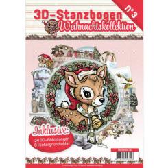 3D Stanzbogen Buch A4 Weihnachtskollektion Nr.3 - 24 3D Motiv & 8 Hintergrundpapiere  