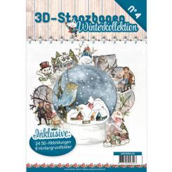 3D Stanzbogen Buch A4 Winterkollektion Nr.4 - 24 3D Motiv & 8 Hintergrundpapiere  