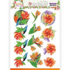 3D-Stanzbogen - Jeaninnes Art - Exotic Flowers - Blaue Blumen 