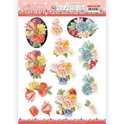 3D-Stanzbogen - Jeaninnes Art - Urban Flowers - Blumen im Steinguttopf 
