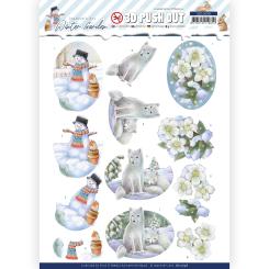 3D-Stanzbogen - Jeaninnes Art - Winter Garden - Nieswurz & Schneemann 