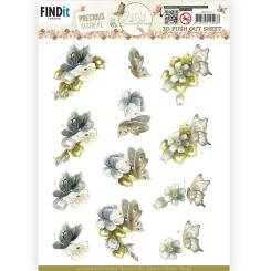 3D-Stanzbogen - Precious Marieke - Beautiful Butterflies - Blau 