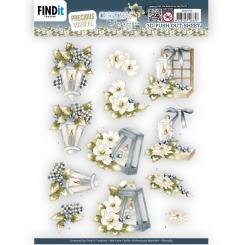 3D-Stanzbogen - Precious Marieke - Christmas Blues - Blaue Laterne 