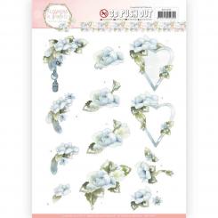 3D-Stanzbogen - Precious Marieke - Flowers in Pastels - Blue Dreams 