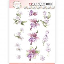 3D-Stanzbogen - Precious Marieke - Flowers in Pastels - Lila Nebel 