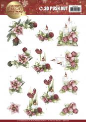 3D-Stanzbogen - Precious Marieke - Merry and Bright Christmas - Kerzen Rot 