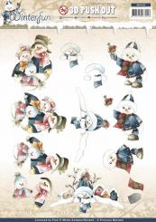 3D-Stanzbogen - Precious Marieke - Winterfun - Schneemann 
