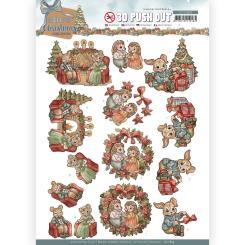 3D-Stanzbogen - Yvonne Creations - A Gift for Christmas - Am Kamin 