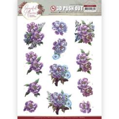 3D-Stanzbogen - Yvonne Creations - Graceful Flowers - Violette Blumen 