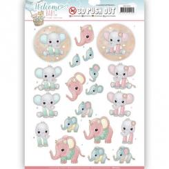 3D-Stanzbogen - Yvonne Creations - Welcome Baby - Baby Elefant 