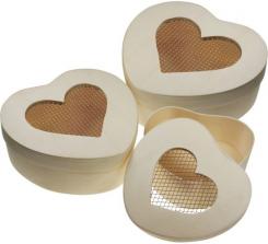 3er Set Potpourri-Box Herz mit Metallgitter 