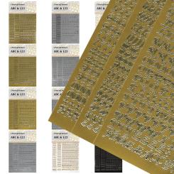 3er Set Stickerbögen / Aufkleber in Satin-Optik - Alphabet & Zahlen 100 x 230mm 