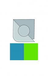 4 Quadrat Karte rund jeansblau-olive 