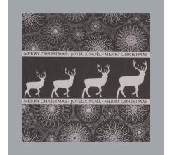4 Servietten Weihnachten Hirsche Merry Chrismas schwarz 