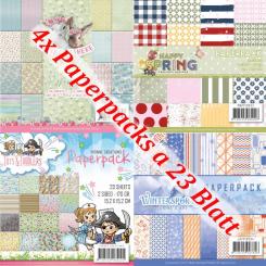 4x versch. Paperpacks - 15,2 x 15,2cm - a 23 Blatt – 170gr - 