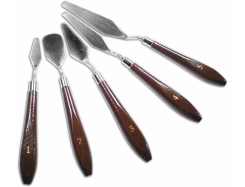5 Edelstahl - Spachteln/ Malmesser mit Holzgriff Set 