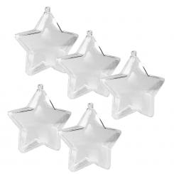 Acryl-Stern 5er Set transparent - 8 cm 