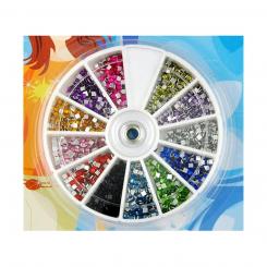 Acrylstrass Rondell - Quadrat 2x2mm, ca. 780 Stk., 12 Farben sort. 