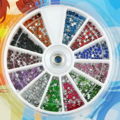 Acrylstrass Rondell - Sterne Ø 2mm, ca. 780 Stk., 12 Farben sort. 