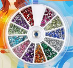 Acrylstrass Rondell - Tropfen 3x1mm, ca. 960 Stk., 12 Farben sort. 