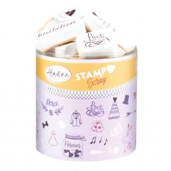 Aladine STAMPO Scrap, Gummi-Stempelset + Stempelkissen Hochzeit 44tlg. 