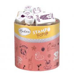 Aladine STAMPO Scrap, Gummi-Stempelset + Stempelkissen Liebe Sommer 33tlg. 