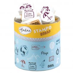 Aladine STAMPO Scrap, Gummi-Stempelset + Stempelkissen Reise 43tlg. 