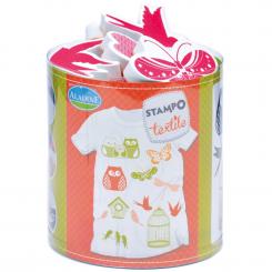 Aladine STAMPO Textile, Gummi-Stempelset + Stempelkissen Nature - 13tlg. 