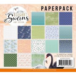 Amy Design Paperpack Papier Set Elegant Swans - 22 Blatt - 170g - 15,2x15,2cm 