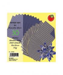Bascetta Sterne Papier Duo blau-streifen 15x15cm/30Stk. 