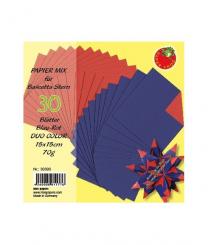 Bascetta Sterne Papier Duo rot-blau 15x15cm/30Stk. 