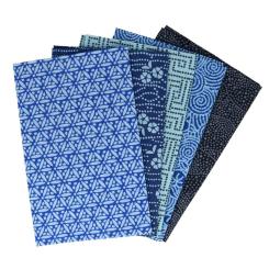 Baumwollstoff Webware mit Muster Tissu de Marie - 5 Stck a 50x57cm Serene Sapphire (Blau) Serene Sapphire (Blau)
