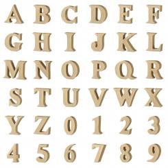 Buchstaben und Zahlen "Times" Pappart H10 x T3cm 