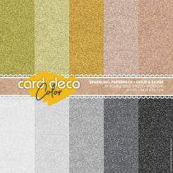 Card Deco Color - Sparkles Paperpack - DIN A4 - Gold & Silber  – 170gr - 20 Blatt 