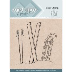 Card Deco Essentials Clearstempel  - Ski & Schlitten 