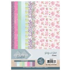 Card Deco Hintergrundpapier - 21 x 29,8cm - Blumen  – 170gr - 8 Blatt 