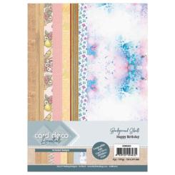 Card Deco Hintergrundpapier - 21 x 29,8cm - Happy Birthday  – 170gr - 8 Blatt 