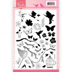 Clearstempel A5 - Jeaninnes Art - Happy Birds Vögel Schmetterlinge Blumen 