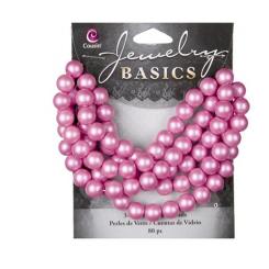 Cousin Glasperlen Matt Pink 8mm / 80 Stk. 