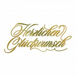 Couture Creations Heißfolienstempel - Text - Herzlichen Glückwunsch 